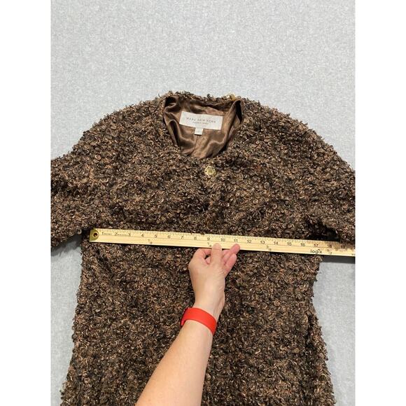 Marc New York Andrew Marc Curly Lamb Coat L Fuzzy Brown Shearling Cozy Soft - Picture 9 of 10